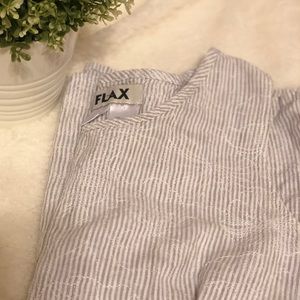 Flax Linen Striped and Embroidered Tank Top